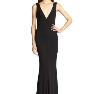 ABS Black Jersey Deep V-Neck Gown, sz 14